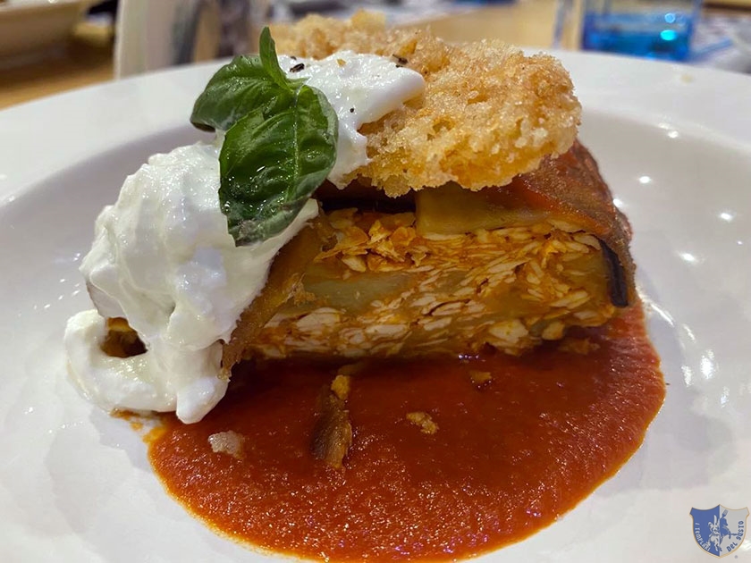 Rotolo di melanzane con baccalà e ricotta salata