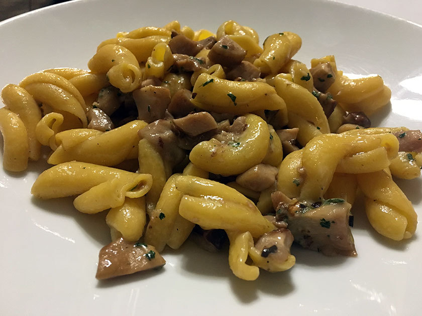 Fusilloni di pasta fresca con porcini e noci