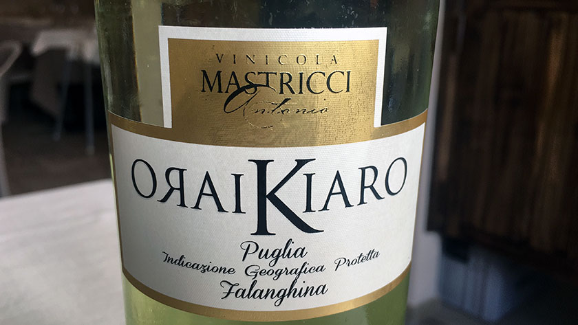 Falanghina IGT Kiaro della Cantina Mastricci