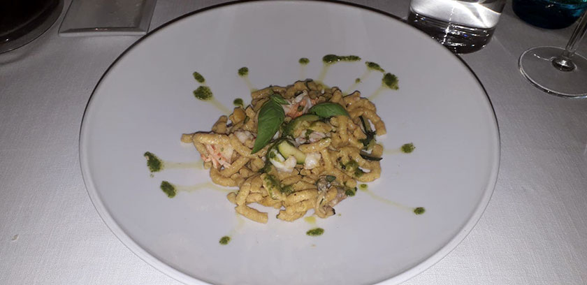 Passatelli con zucchine, vongole e mazzancolle