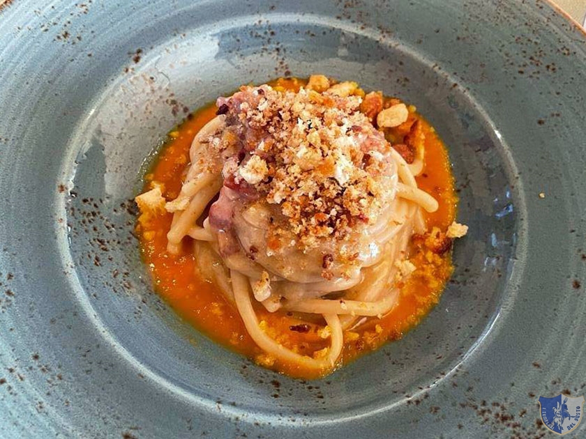 Pici con zucca pancetta e rosmarino