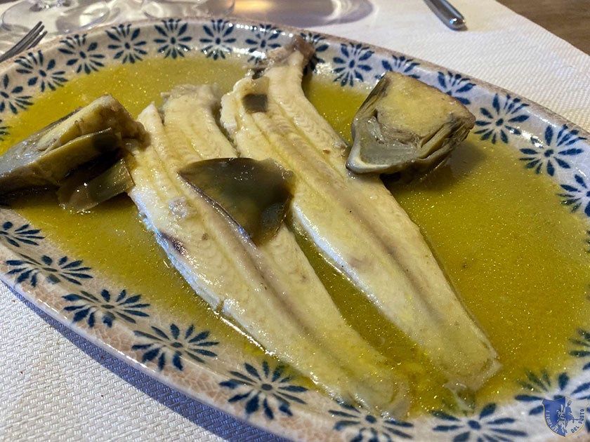 Sogliola locale e carciofo ripieno in tegame