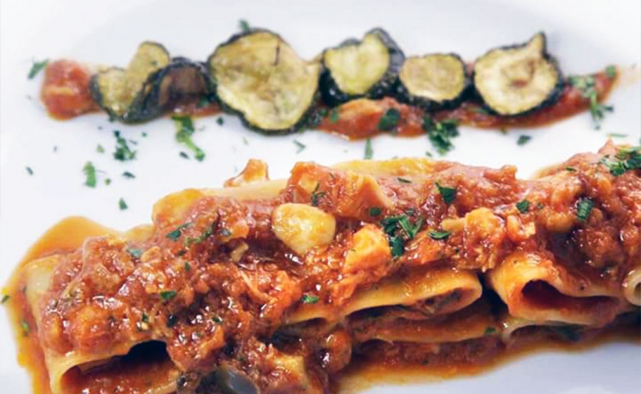 Paccheri di Gragnano alla puttanesca di baccalà