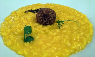 Ristorante Morese. Mercato San Severino (Sa) - Risotto con pistilli di zafferano e crocché di ragù napoletano