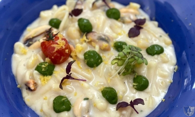 Pasta mista con cremoso di patate, cozze e pecorino profumato al limone